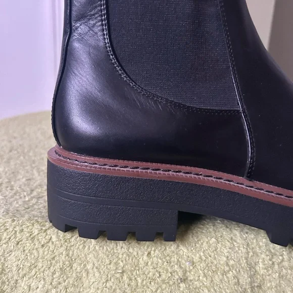 NWOB Sam Edelman Black Leather Ankle Boots Sz 8.5 - Picture 3 of 14